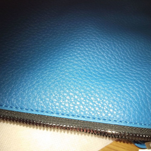 Crossbody bag new, blue leather with unique texture