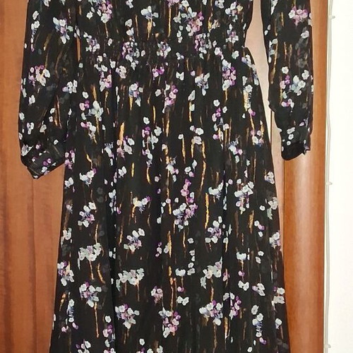 Ovs dress new long black floral polyester