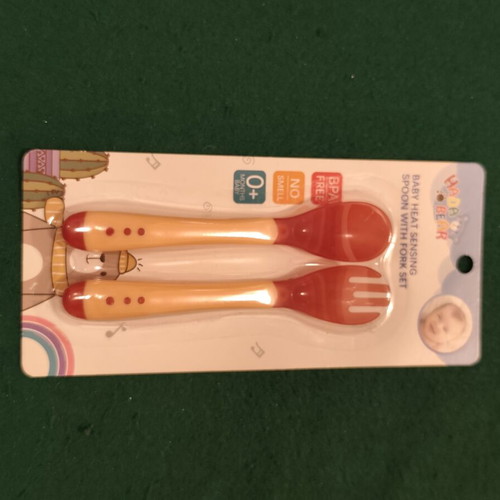 Hada Bear Baby Heat Sensing Spoon and Fork Set, BPA Free