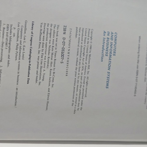 Computers and Information Systems in Business: An Introduction used book