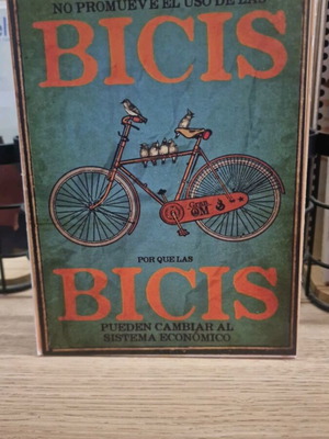 Wooden decorative sign Bicis like new, 13×18cm