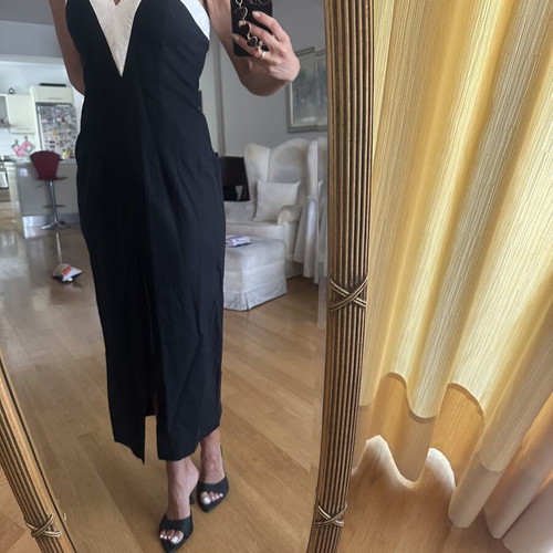 Nadia Rapti midi dress black with white details like new