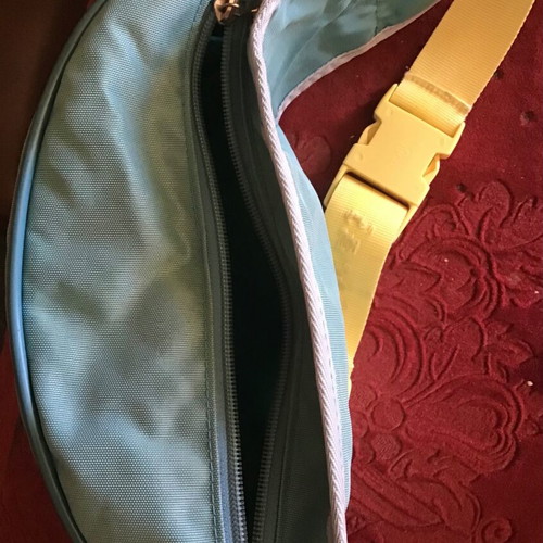 Invicta waist bag used, turquoise and yellow, large pocket 30x15cm