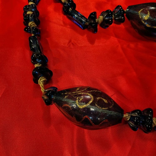 Glass worry beads large with gold details like new