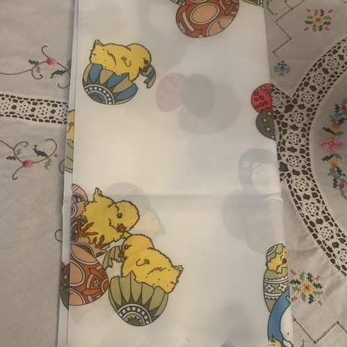 Easter tablecloth round new, polyester 1.40x1.40 m