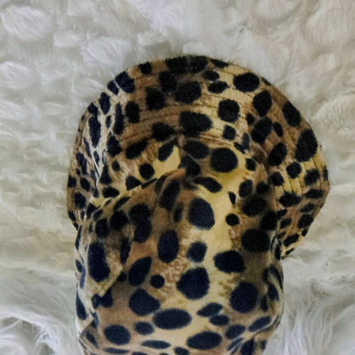 Faux Fur Bucket Hat Leopard Print new size M