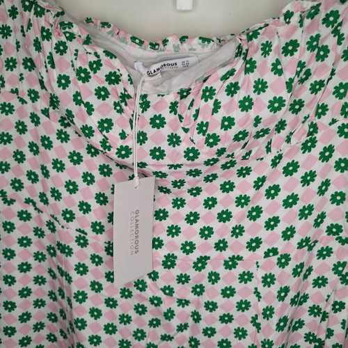 Mini dress tunic Glamorous Collection new, white with pink-green floral
