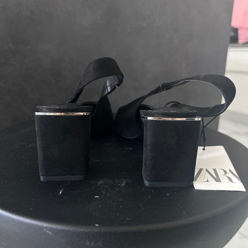 Zara Ballet Flats New Black Pointed Toe Size 38