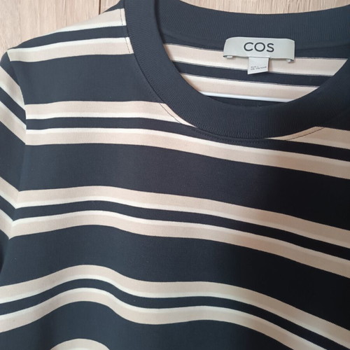 COS Clean Cut T-Shirt Like New Size L Black Beige Stripes