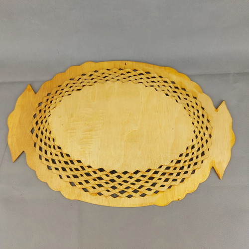Old beautiful wooden plate basket fruit bowl used