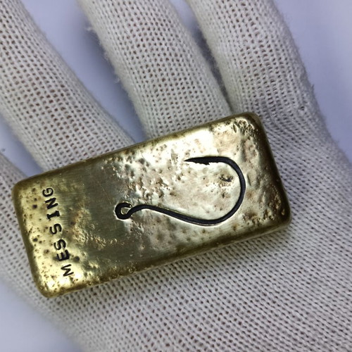 Brass bar used, 293 grams, collectible with hook stamp