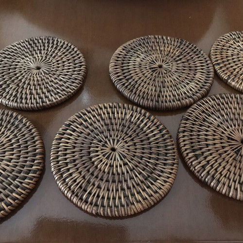 Rattan coasters set of 6 handmade like new