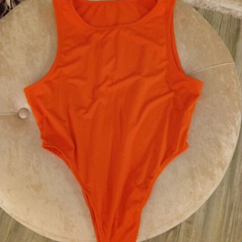 Karavan set with skirt and plain bodysuit, colorful orange