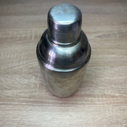 Cocktail shaker and jigger used, stainless steel