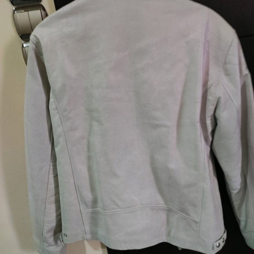 Vintage men's leather jacket XL like new, white with stripes