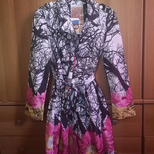 Desigual Vintage Floral Trench Coat, size 40, new with tags