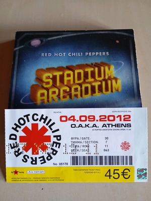 Red Hot Chili Peppers concert ticket O.A.K.A 2012 like new with bonus double CD