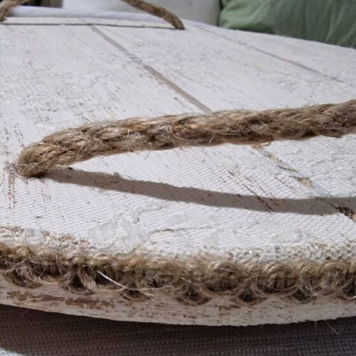 Decorative wooden tray with rope handles, new