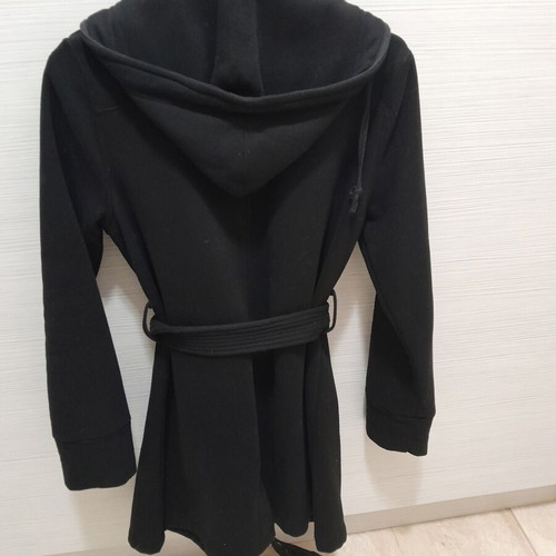 Black hooded coat like new Damaged Jeans size L