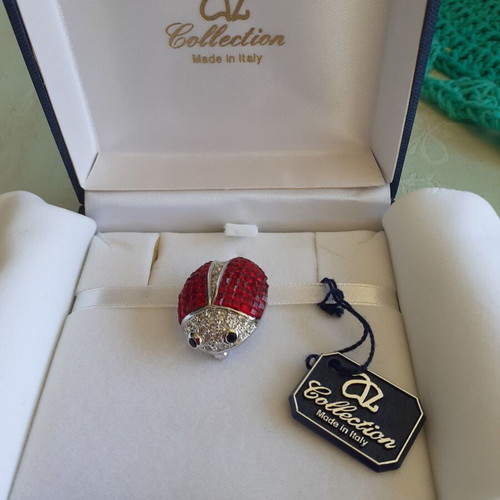 Hand Made Red Ladybug Brooch new, made in Italy
