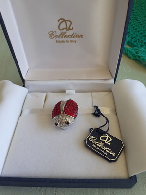 Hand Made Red Ladybug Brooch new, made in Italy