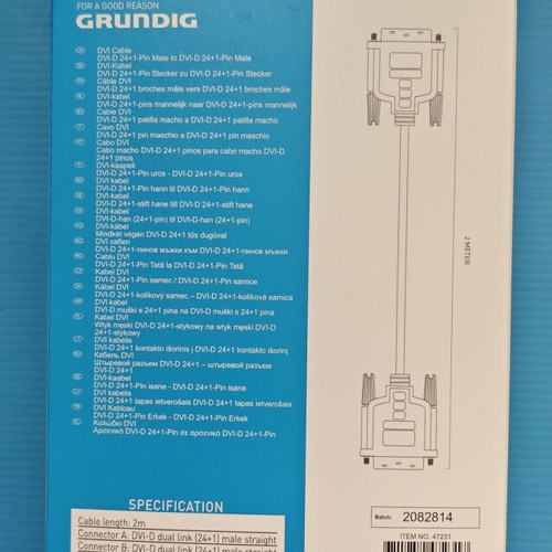 Grundig DVI Monitor Cables 3 Pack 2m New