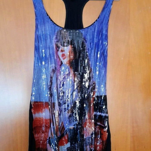 Bershka mini rock sequin dress like new, blue multicolor