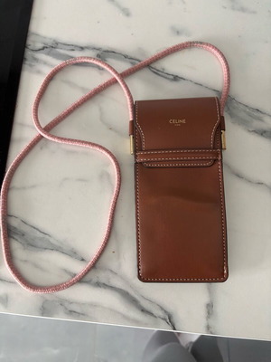Τσαντάκι ώμου Celine Paris καφέ δερμάτινο σαν καινούργιο αυθεντικό