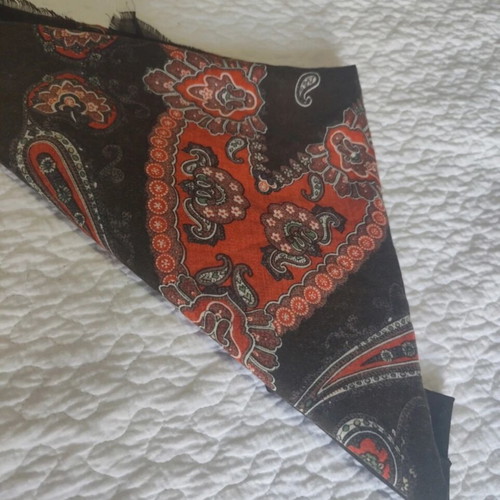 Large triangular scarf used, brown and red
