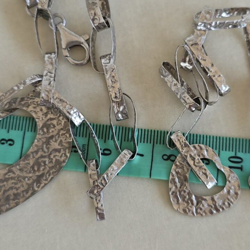 925 silver hammered necklace and bracelet set
