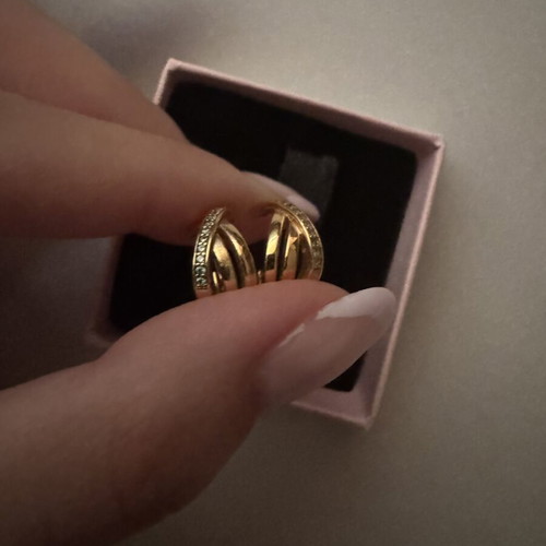 Pandora K14 gold-plated small hoop earrings with cubic zirconia