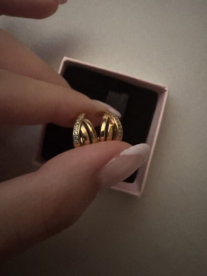 Pandora K14 gold-plated small hoop earrings with cubic zirconia