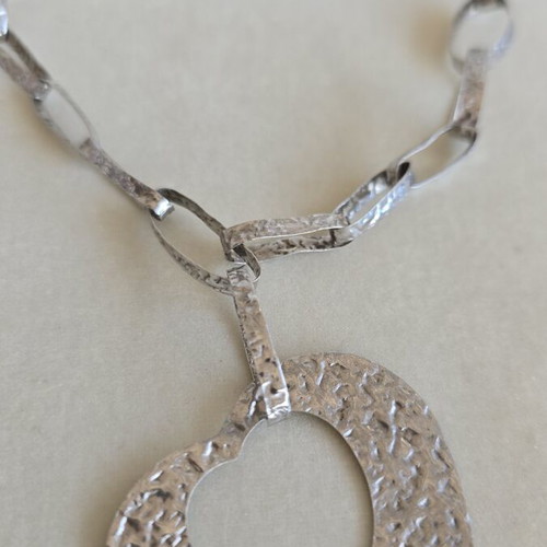 925 silver hammered necklace and bracelet set