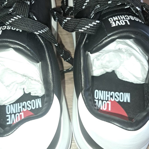 Love Moschino men's black leather sneakers new