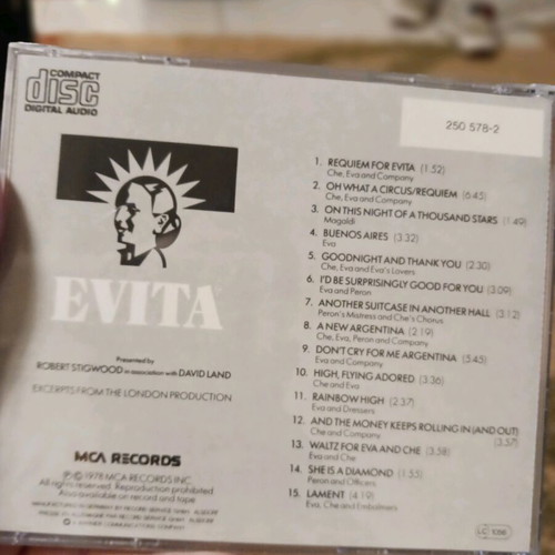 Evita OST CD used in excellent like-new condition
