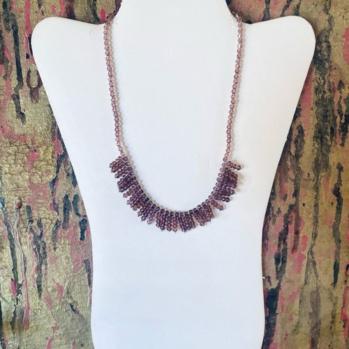 Purple Handmade Art Deco Necklace with Czech Glass New
