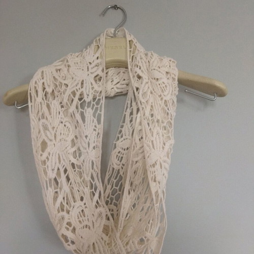 Handmade scarf like new beige lace