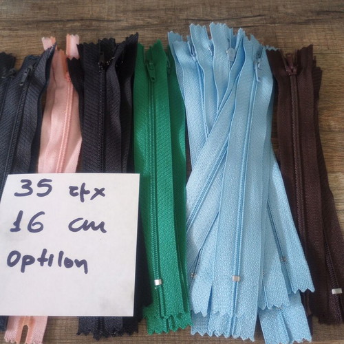 Optilon zippers pack of 35, 16 cm, assorted colors