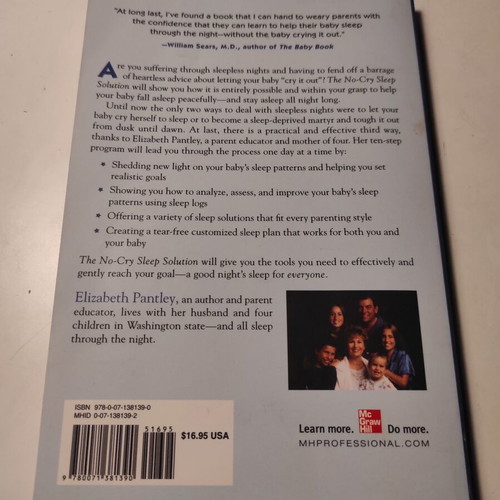 The No-Cry Sleep Solution book used, Elizabeth Pantley, English