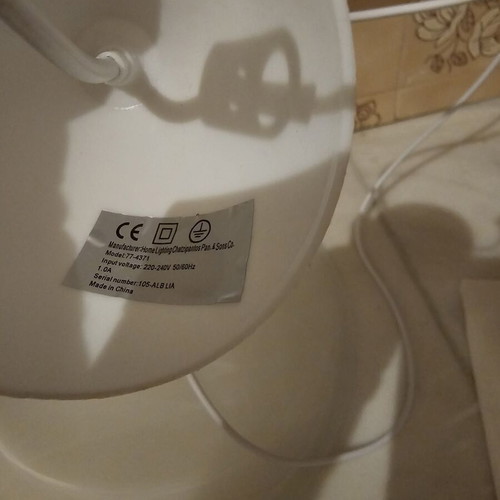 White pendant lamp with E27 socket, new