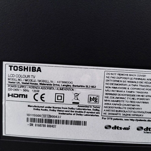 Toshiba 43' Smart TV parts Vestel