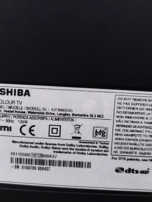 Toshiba 43' Smart TV parts Vestel