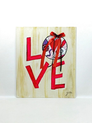 Handmade Love You Pop Art Canvas 24x30 cm new