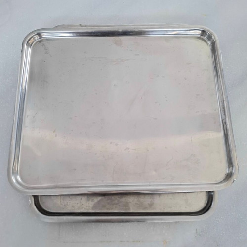 Stainless steel pastry display trays used, set of 2