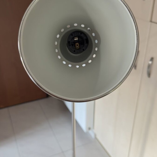 Metal adjustable floor lamp, industrial modern design, satin nickel
