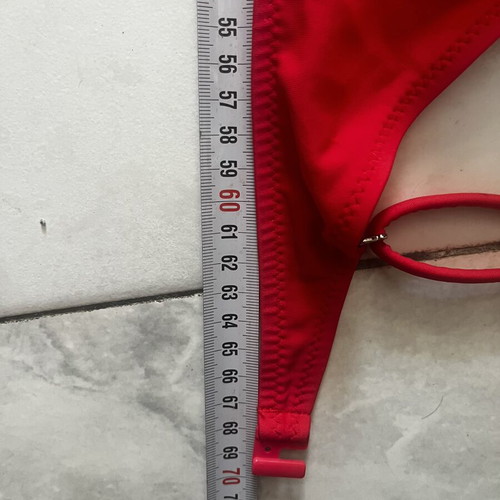 Red swimwear top size M cup C with padding and adjustable strap like new