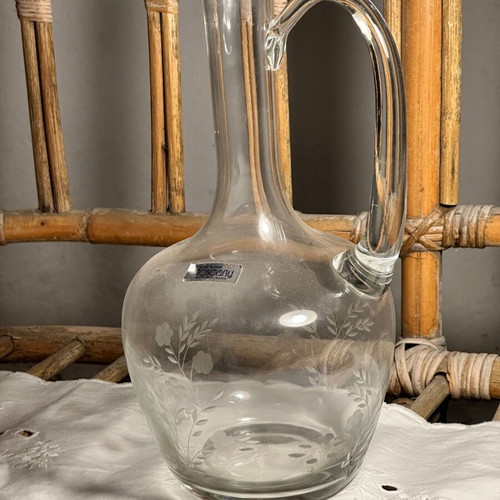 Crystal Tuscany carafe used with engraved embossed floral design