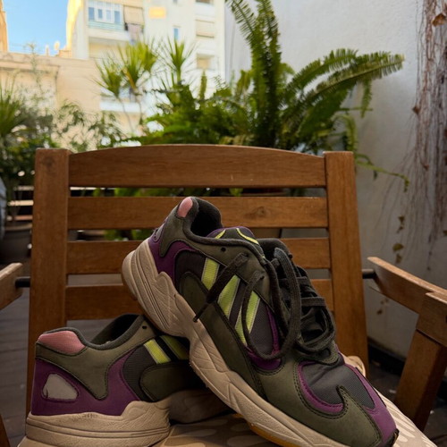 Adidas Yung-1 like new, black and purple athletic shoes size 43