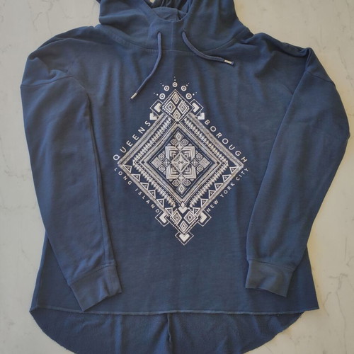 Ethnic hooded sweatshirt used, size S, white and blue