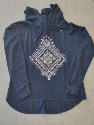 Ethnic hooded sweatshirt used, size S, white and blue